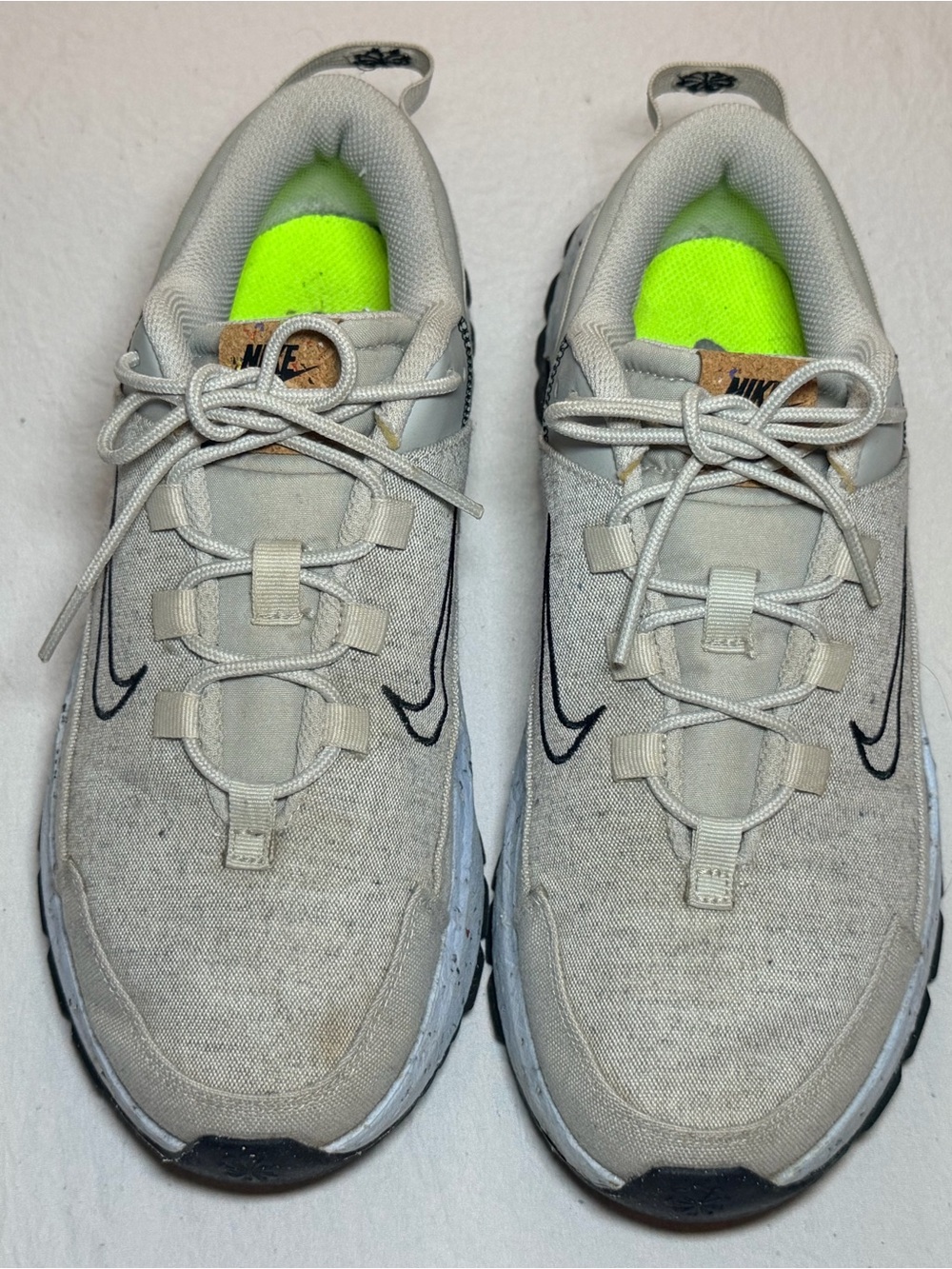 Nike Women’s Crater Remixa Light Gray Sneakers with Neon Yellow Insole